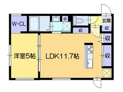 ノルフィーノN18(1LDK/2階)の間取り写真