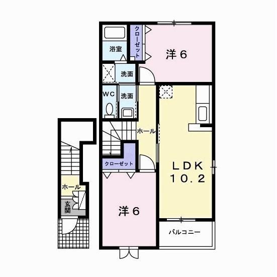 エピナールA(2LDK/2階)の間取り写真