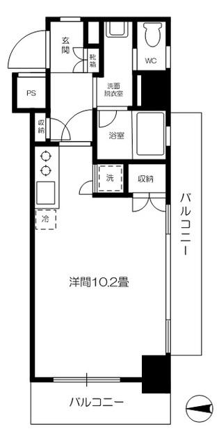 ヴィルフランシェ(ワンルーム/3階)の間取り写真