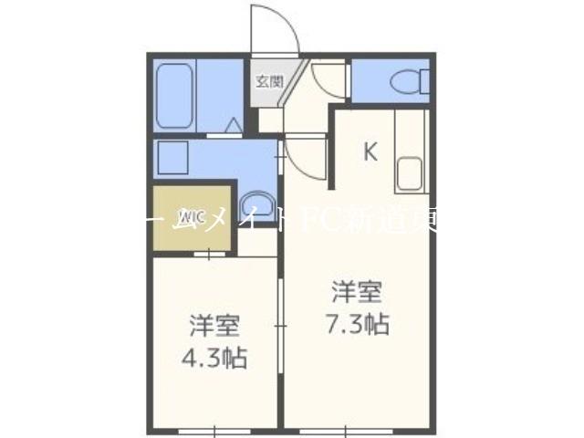 T147(1DK/4階)の間取り写真