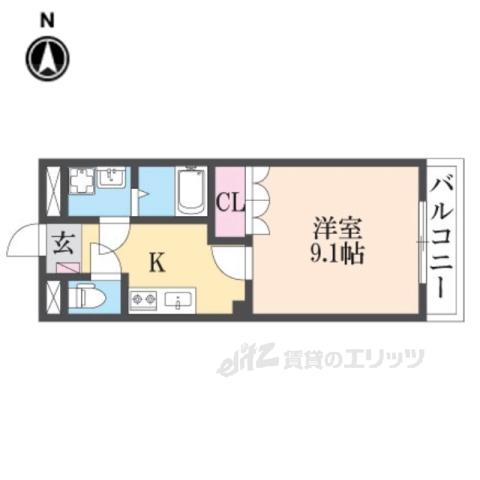 グランソーレ(1K/1階)の間取り写真