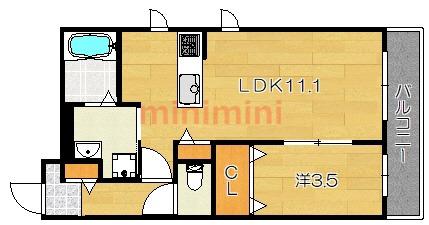 ELEGANTE PALAZZO(1LDK/3階)の間取り写真