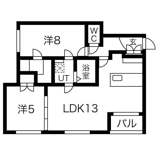 COMSAP新札幌II(2LDK/3階)の間取り写真