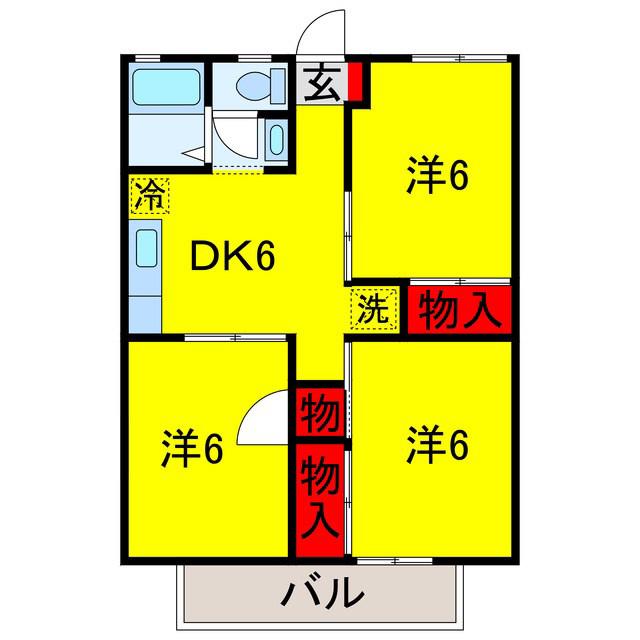 ネオシティ中島A(3DK/1階)の間取り写真