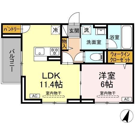 D PAINA ODORIBA(1LDK/3階)の間取り写真