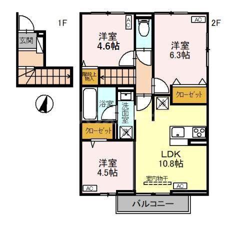 エミネンスII(3LDK/2階)の間取り写真