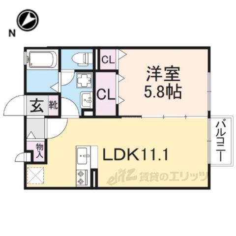 コンフォール・ヴィラ C棟(1LDK/2階)の間取り写真