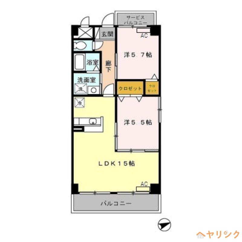 マーヴェラス(2LDK/1階)の間取り写真