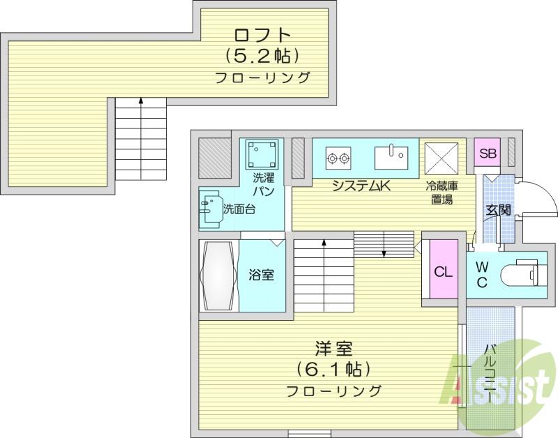 RIZEST春夏秋冬 春(ワンルーム/1階)の間取り写真