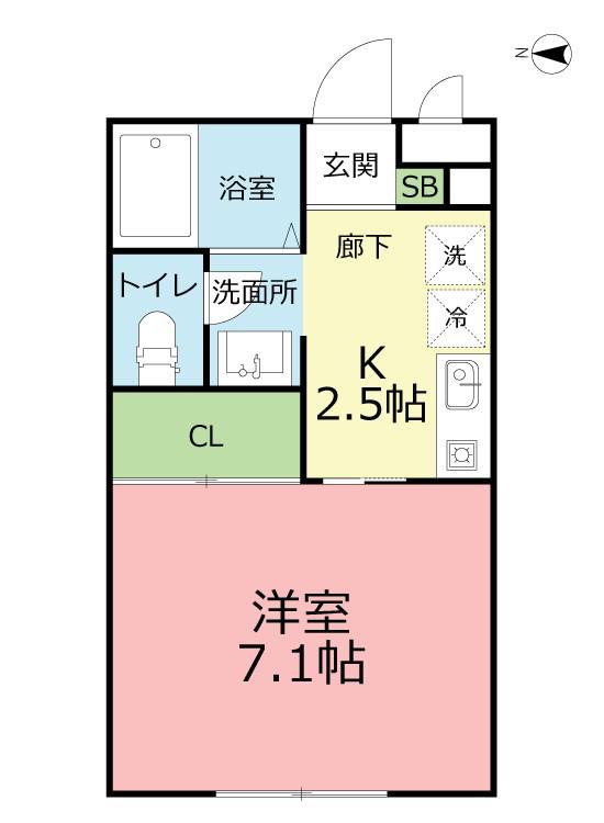 シャテロ泉(1K/2階)の間取り写真
