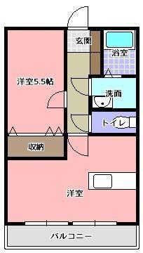 カーサ小川II(1LDK/2階)の間取り写真