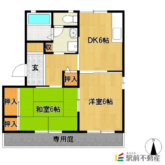 グランドヒルズA(2DK/2階)の間取り写真