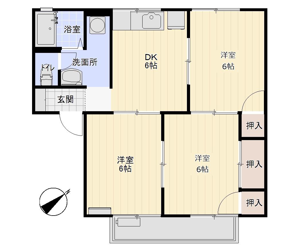 プレジール斎藤B(3DK/2階)の間取り写真