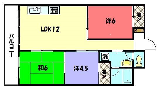 ウィステリア白川(3LDK/4階)の間取り写真