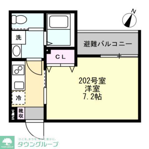 ベイルームコート辻堂(1K/2階)の間取り写真