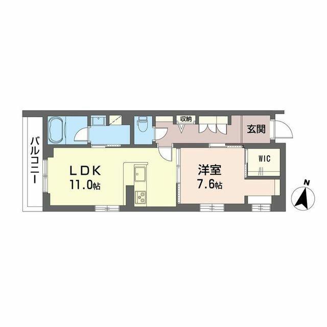 ドムスグランツ大宮日進(1LDK/1階)の間取り写真