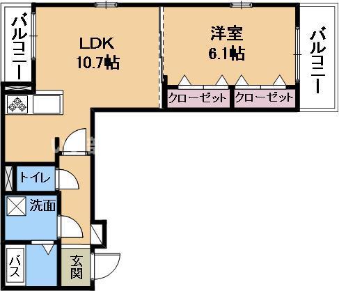 ラフィナート(1LDK/2階)の間取り写真