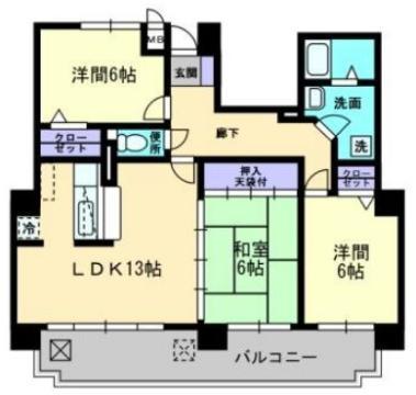 アーバン松浜(3LDK/5階)の間取り写真
