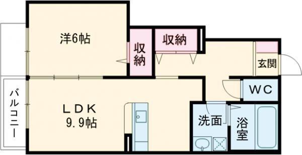 アリス II(1LDK/1階)の間取り写真