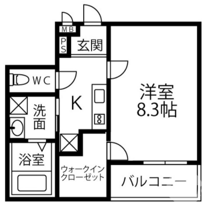 サンフィオーレ長尾2番館(1K/1階)の間取り写真