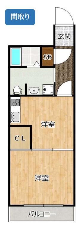 FUKUE BLD(1DK/8階)の間取り写真