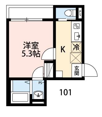 CRECIA常盤平IV(1K/1階)の間取り写真