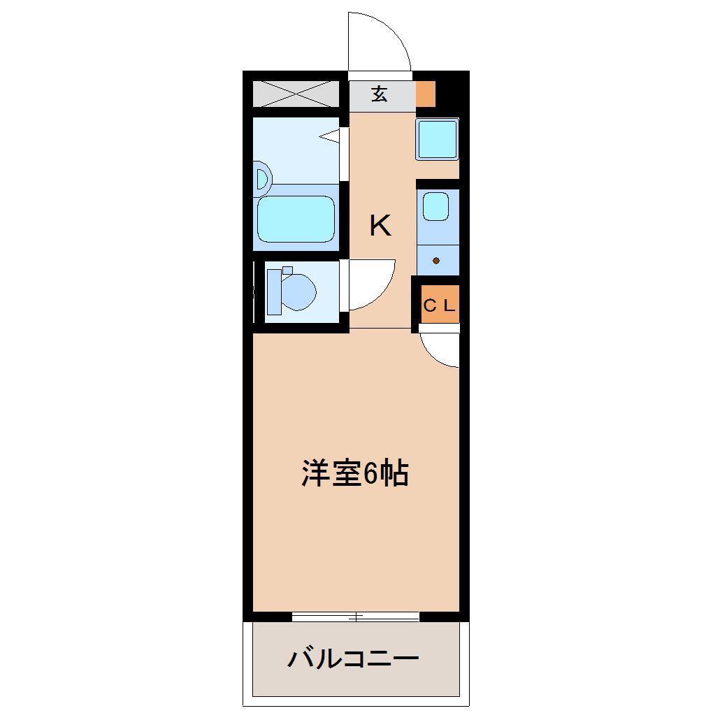 オクトワール宮崎北(1K/2階)の間取り写真