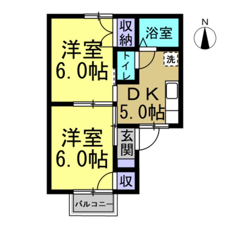 アイビ―エル(2DK/2階)の間取り写真