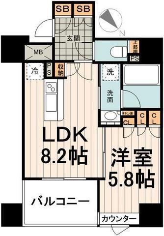 パークアクシス茅場町(1LDK/6階)の間取り写真