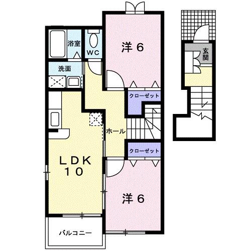 メゾンフォレスタC棟(2LDK/2階)の間取り写真