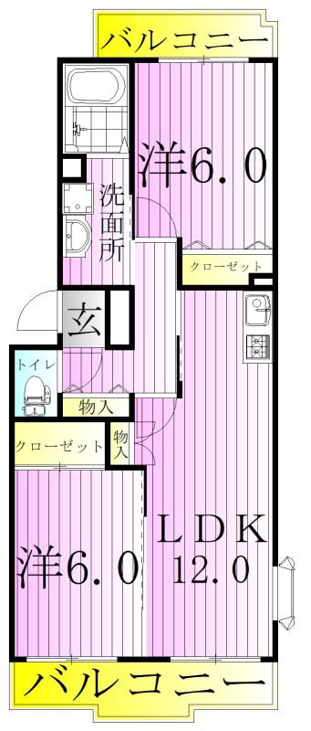 エーデルハイム峯岸(2LDK/1階)の間取り写真