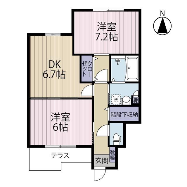 ファンシャーズコートA棟(2DK/1階)の間取り写真