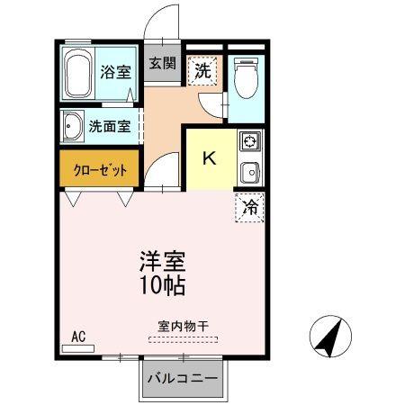 セジュール楷(ワンルーム/2階)の間取り写真