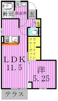 マスカレード・ギャレー(1LDK/1階)の間取り写真