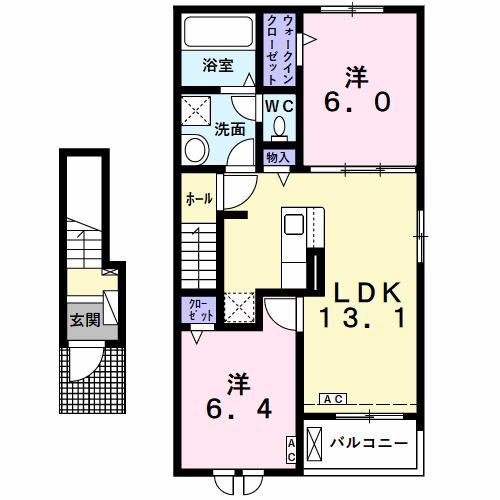スフリーズ赤坂 I(2LDK/2階)の間取り写真