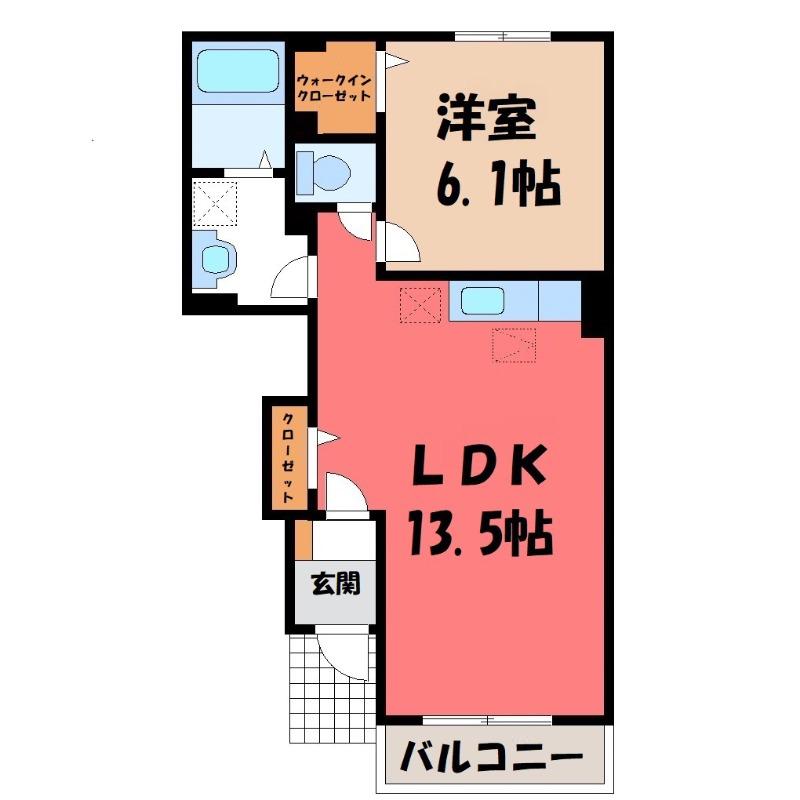 ウィステリア II(1LDK/1階)の間取り写真