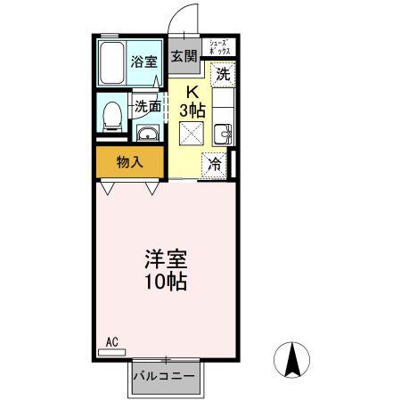 シャインポート屋島E棟(1K/1階)の間取り写真