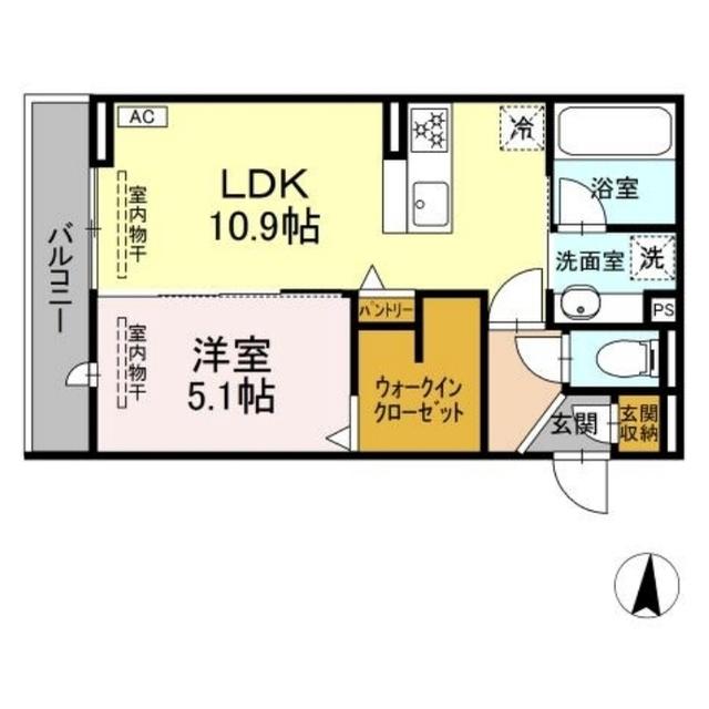 D CREST 若松町(1LDK/3階)の間取り写真