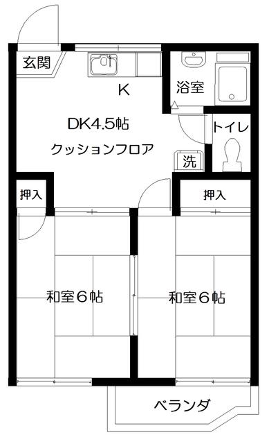 ハイツ向陽(2DK/2階)の間取り写真