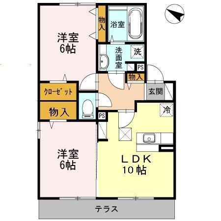 エコール・ド・セイワ(2LDK/1階)の間取り写真