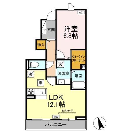 レジデンスK(1LDK/1階)の間取り写真
