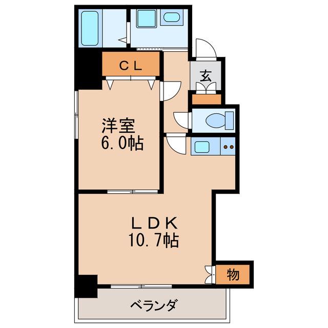 ヒルズ新栄(1LDK/9階)の間取り写真