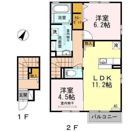 コマース グローリーII(2LDK/1階)の間取り写真