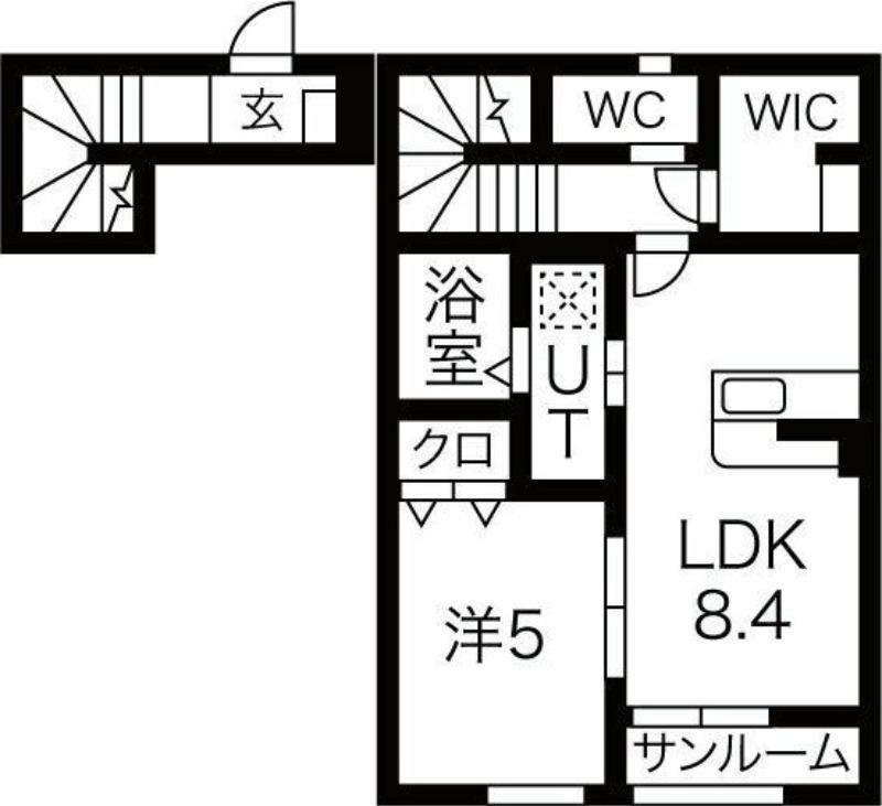 セレッソ袖野田(1LDK/2階)の間取り写真