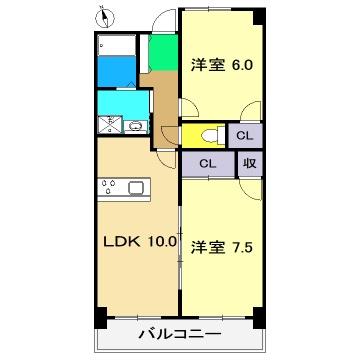 カーサM1(2LDK/2階)の間取り写真
