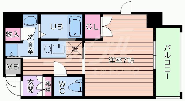 エイペックス京町堀(1K/6階)の間取り写真