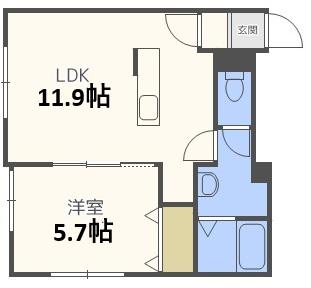 フェリーチェ里塚II(1LDK/1階)の間取り写真