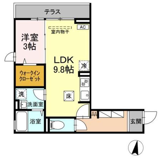 エコリブレ(1LDK/3階)の間取り写真
