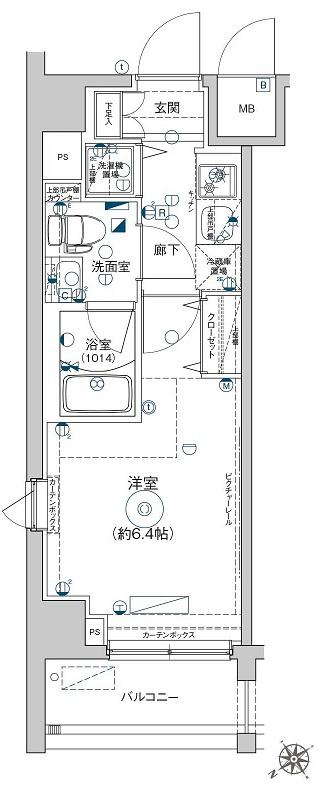 LEA横濱西口壱番館(1K/4階)の間取り写真