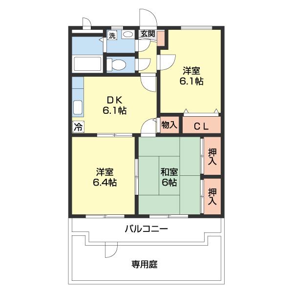 KOINOMOTOマンション(3DK/1階)の間取り写真
